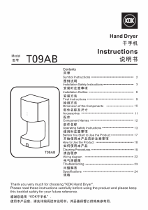 Manual KDK T09AB Hand Dryer