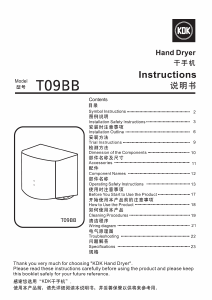 Manual KDK T09BB Hand Dryer