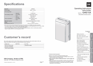 Manual KDK GHE15X Dehumidifier