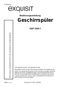 Bedienungsanleitung Exquisit GSP3309-7 Geschirrspüler