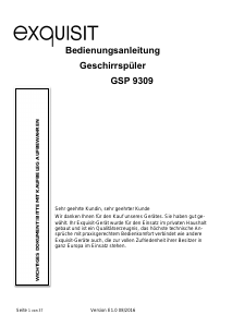 Bedienungsanleitung Exquisit GSP9309 Geschirrspüler