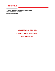 Manual Toshiba MK6025GAS Hard Disk Drive