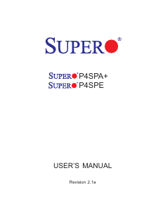 Manual Supermicro P4SPE Motherboard