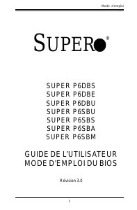 Mode d’emploi Supermicro P6DBE Carte mère