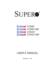 Handleiding Supermicro X7DBT Moederbord
