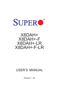 Manual Supermicro X8DAH+-F-LR Motherboard