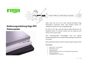 Bedienungsanleitung Rega RP3 Plattenspieler