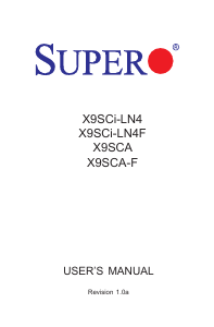 Manual Supermicro X9SCA Motherboard