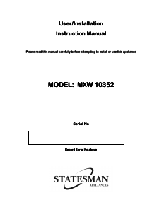 Bruksanvisning Statesman MXW10352 Tvättmaskin