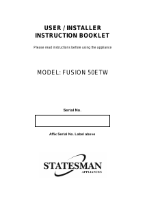 Bruksanvisning Statesman FUSION50ETW Spis