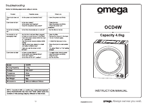 Manual Omega OCD4W Dryer