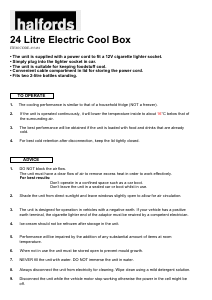 Manual Halfords 237458 24 Litre Cool Box