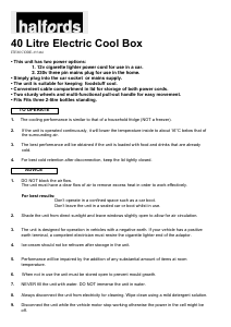 Manual Halfords 237466 40 Litre Cool Box