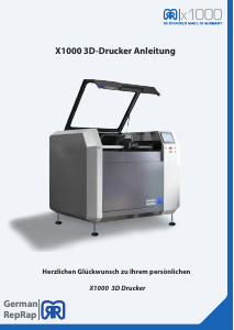 Bedienungsanleitung German RepRap X1000 3D-Drucker