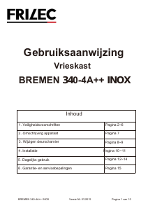 Handleiding Frilec Bremen 340-4A++ INOX Vriezer