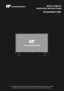 Mode d’emploi Continental Edison CELED49S0116B3 Téléviseur LED