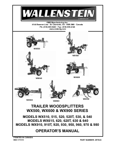 Manual Wallenstein WX540 Wood Splitter