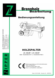 Bedienungsanleitung Zipper ZI-HS4P Holzspalter