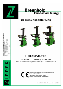 Bedienungsanleitung Zipper ZI-HS6P Holzspalter