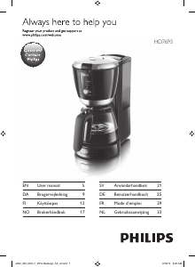 Bruksanvisning Philips HD7693 Kaffebryggare