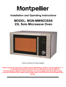 Manual Montpellier MMW23SSS Microwave