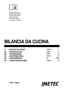 Manual Imetec P4001 Cântar de bucătărie