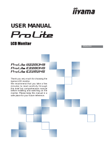 Manual iiyama ProLite E2282HS LCD Monitor