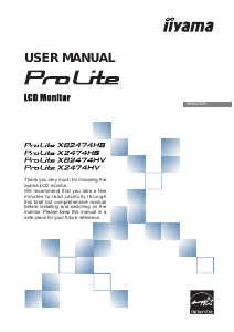 Manual iiyama ProLite X2474HV LCD Monitor