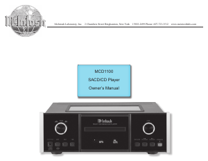 Manual McIntosh MCD1100 CD Player