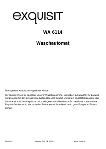 Bedienungsanleitung Exquisit WA 6114 Waschmaschine