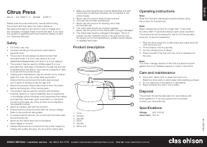 Handleiding Clas Ohlson JC5511 Citruspers