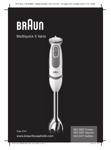Руководство Braun MQ 5007 Puree+ Multiquick 5 Vario Ручной блендер