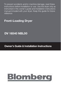 Manual Blomberg DV 16540 NBL00 Dryer