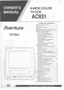 Manual Aventura F9TRB1 Television