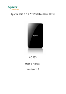 Manual Apacer AC 233 Hard Disk Drive