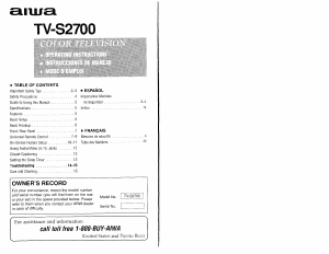 Manual de uso Aiwa TV-S2700 Televisor