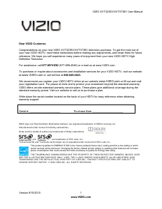 Handleiding VIZIO XVT373SV LED televisie
