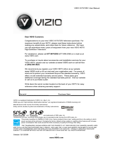 Manual VIZIO XVT472SV LED Television