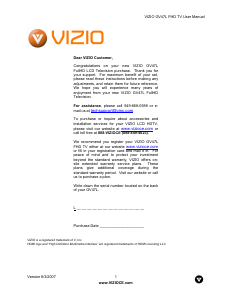 Manual VIZIO GV47L LCD Television