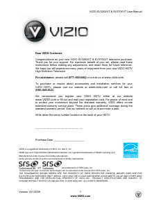 Manual VIZIO SV370XVT LCD Television