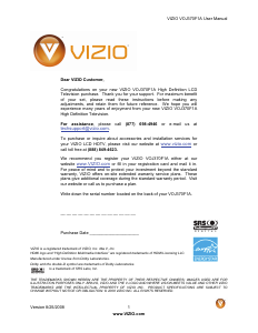 Handleiding VIZIO VOJ370F1A LCD televisie