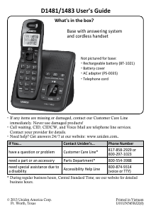 Manual Uniden D1481 Wireless Phone