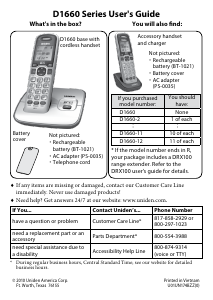 Manual Uniden D1660 Wireless Phone