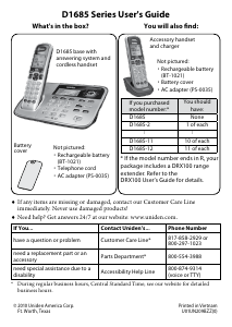 Manual Uniden D1685 Wireless Phone