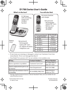 Handleiding Uniden D1780 Draadloze telefoon