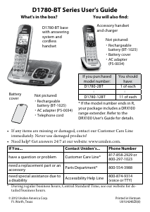 Manual Uniden D1780-BT Wireless Phone