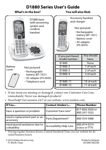 Manual Uniden D1880 Wireless Phone