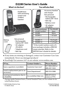 Manual Uniden D2280 Wireless Phone