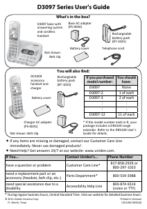 Manual Uniden D3097 Wireless Phone