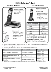 Manual Uniden D3580 Wireless Phone